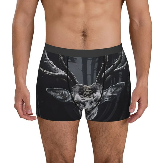 Gukieu Majestic Forest Stag Print Men's Boxer Briefs, High Elastic Moisture Wicking Boxer Briefs Underwear-Medium