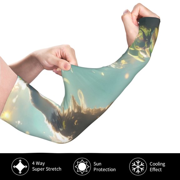 Gukieu Majestic Ostrich In Forest for Adult Ice Silk Sun Protection Arm Sleeves, Moisture Wicking, UV Protection Outdoor Sports Arm Sleeves, Unisex