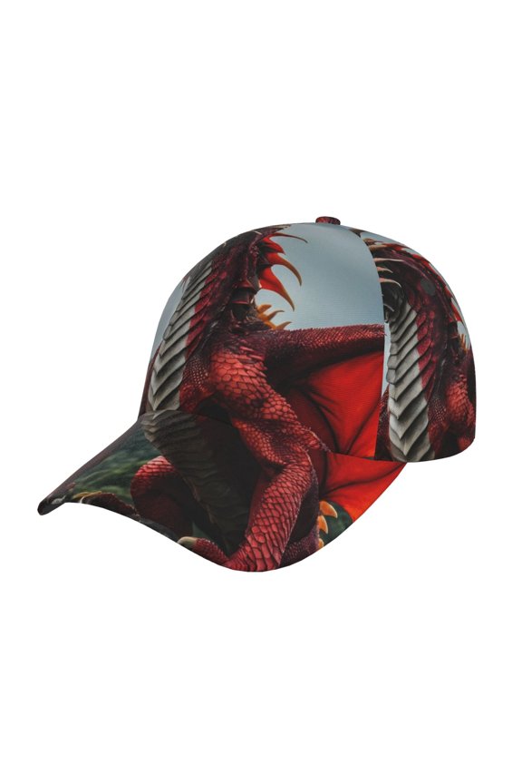 Majestic Red Dragon Prin Baseball Cap, Adjustable Sweat-wicking Daily,Travel, Sports Cap, Unisex