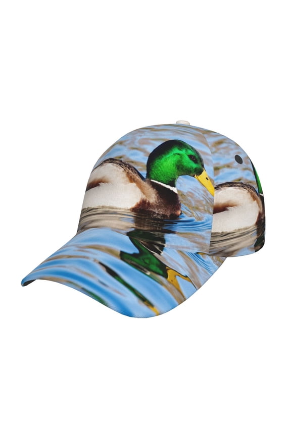 Mallard Duck Swimming In A River Prin Baseball Cap, Adjustable Sweat-wicking Daily,Travel, Sports Cap, Unisex