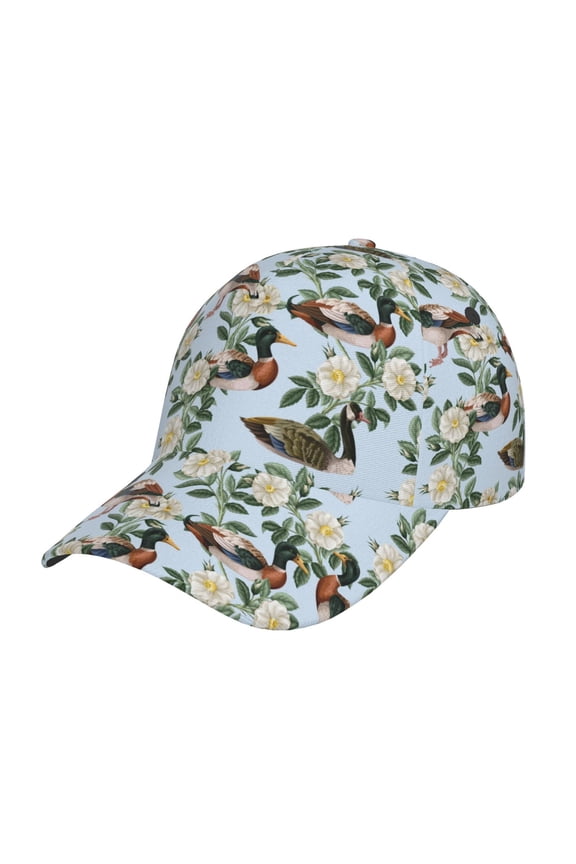 Mallard Ducks And Roses Prin Baseball Cap, Adjustable Sweat-wicking Daily,Travel, Sports Cap, Unisex