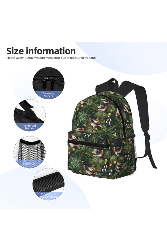 Mallard Ducks And Water Print Backpack, Waterproof Backpack with Adjustable Shoulder Straps, Suitable for Campus, Business, Travel, Unisex
