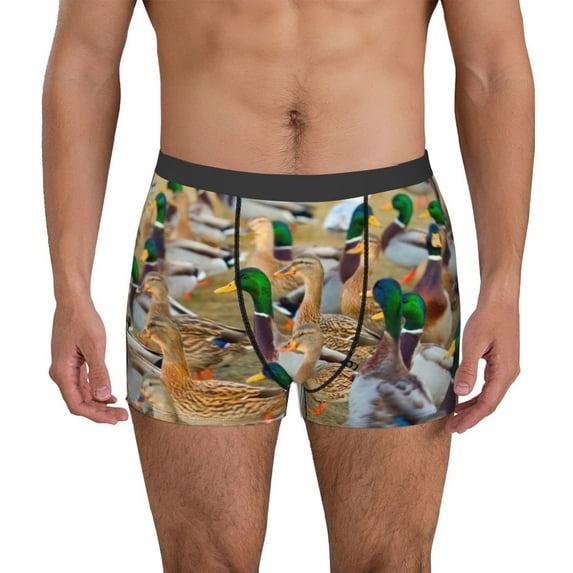 Gukieu Mallard Ducks Print Men's Boxer Briefs, High Elastic Moisture Wicking Boxer Briefs Underwear-Medium