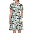 thumbnail image 1 of Gukieu Mallard Ducks And Roses Print Women's Short Sleeve Dress, Elastic Waistband A-line with Pockets Summer Dress, Suitable for Daily Leisure, Work, Vacation, 1 of 6