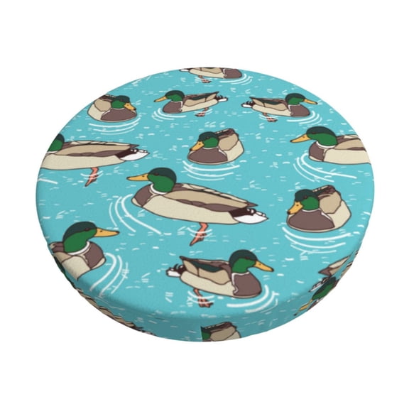 Gukieu Mallard Ducks Swimming In The Lake Print Round Chair Cover, Dust-proof and Non-slip Bar Chair Protective Cover, Suitable for Bars, Restaurants, Offices-12 inch