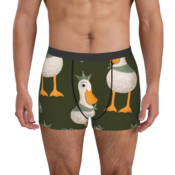 Gukieu Mallard Ducks Wild Birds Print Men's Boxer Briefs, High Elastic Moisture Wicking Boxer Briefs Underwear-X-Large