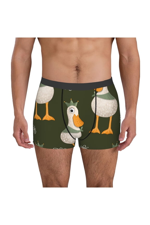 Mallard Ducks Wild Birds Print Men's Boxer Briefs, High Elastic Moisture Wicking Boxer Briefs Underwear-X-Large