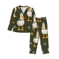 thumbnail image 1 of Gukieu Mallard Ducks Wild Birds Print Women's Long Sleeve Pajama Set, Button Top Elastic Pocket Pajama Pants Two Piece Set Home Wear-Small, 1 of 7