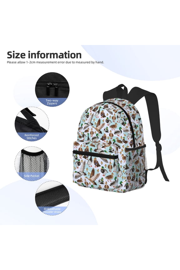 Mallard Ducks Wild Birds1 Print Backpack, Waterproof Backpack with Adjustable Shoulder Straps, Suitable for Campus, Business, Travel, Unisex