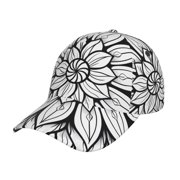 Gukieu Mandala Floral Line Art Prin Baseball Cap, Adjustable Sweat-wicking Daily,Travel, Sports Cap, Unisex
