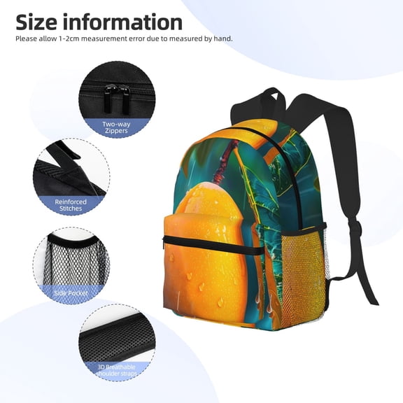 Gukieu Mango In The Rain Print Backpack, Waterproof Backpack with Adjustable Shoulder Straps, Suitable for Campus, Business, Travel, Unisex