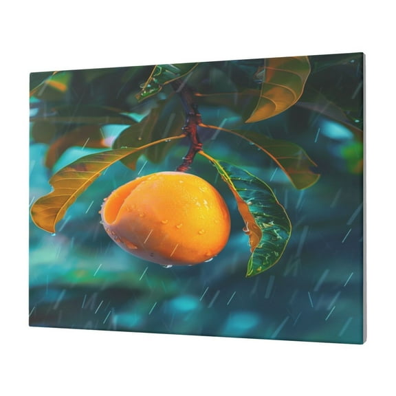 Gukieu Mango In The Rain Print Horizontal Canvas Decorative Painting 12x16 Inch Shrinkage Resistant Frame Hanging Home Wall Art Decor