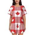 thumbnail image 1 of Gukieu Maple Leaves1 Print Women's Short-sleeved Pajama Set, Round Neck Button Top Elastic Shorts 2-piece Set, Summer Home Leisure Clothing-X-Large, 1 of 6