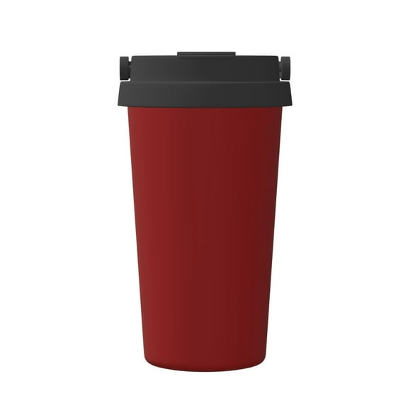 Gukieu Maroon Print Insulated Coffee Cup, Portable Stainless Steel Vacuum Cup with Lid, Unisex, Suitable for Office, Cafe, Car