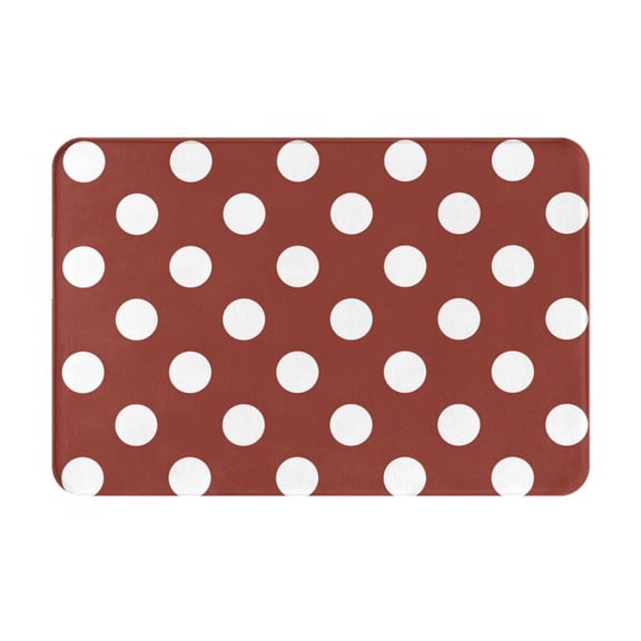 Gukieu Maroon And White Polka Dot Print Dust-proof Floor Mats, Water-absorbent and Non-slip Flannel Door Mats 16x24in, Home Decoration Suitable for Kitchen, Bathroom, Garage