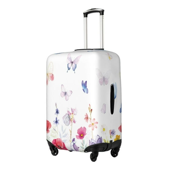 Gukieu Meadow flowers with butterfly Print Suitcase Protective Cover, Elastic Zipper Buckle Suitcase Protective Cover, Suitable for Travel, Business Trip-Medium
