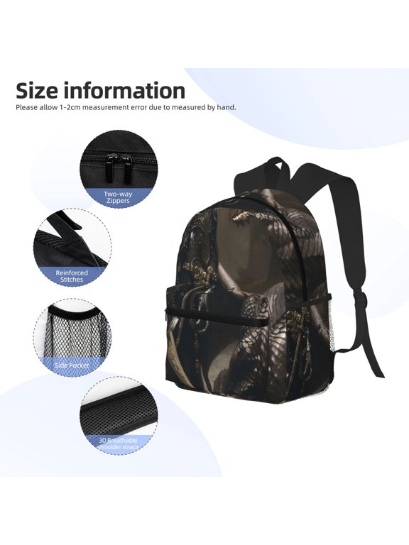 Medieval Knight And Dragon Print Backpack, Waterproof Backpack with Adjustable Shoulder Straps, Suitable for Campus, Business, Travel, Unisex