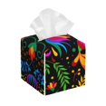 thumbnail image 1 of Gukieu Mexican Flower Traditional1 Print Leather Tissue Box, PVC Waterproof Velcro Opening and Closing Square Tissue Box Holder, Suitable for Home and Office Decoration, 1 of 7