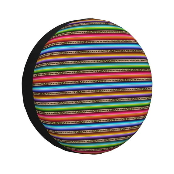 Gukieu Mexican Leopard Serape Blanket Stripes Print Car Tire Cover, Adjustable Waterproof and Dustproof Tire Protection Cover, Suitable for SUV, Truck, Van-14 inch