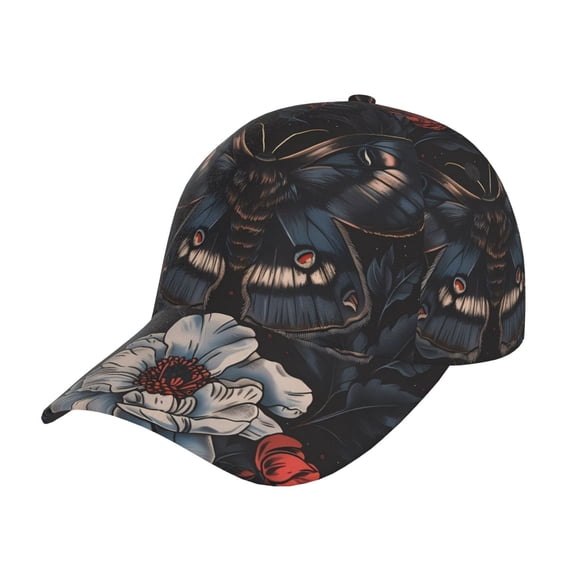 Gukieu Midnight Butterfly Floral Dream Prin Baseball Cap, Adjustable Sweat-wicking Daily,Travel, Sports Cap, Unisex