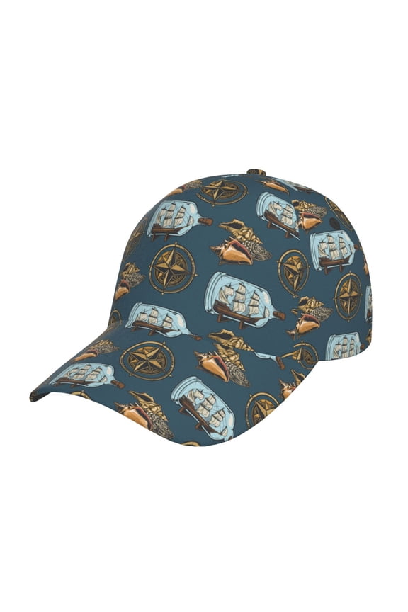 Miniature Ship In Bottle Prin Baseball Cap, Adjustable Sweat-wicking Daily,Travel, Sports Cap, Unisex