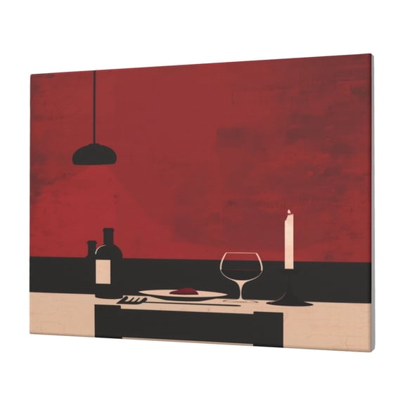 Gukieu Minimalist Romantic Dinner Print Horizontal Canvas Decorative Painting 12x16 Inch Shrinkage Resistant Frame Hanging Home Wall Art Decor