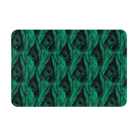 Gukieu Mint Bird Feathers Print Dust-proof Floor Mats, Water-absorbent and Non-slip Flannel Door Mats 16x24in, Home Decoration Suitable for Kitchen, Bathroom, Garage