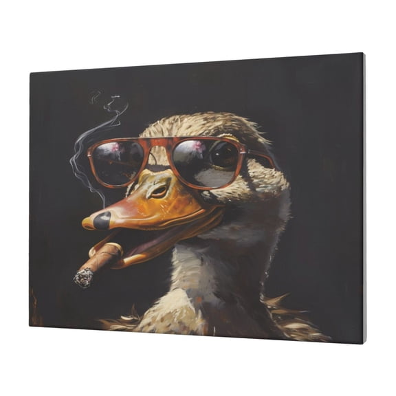 Gukieu Modern Funny Duck Print Horizontal Canvas Decorative Painting 12x16 Inch Shrinkage Resistant Frame Hanging Home Wall Art Decor