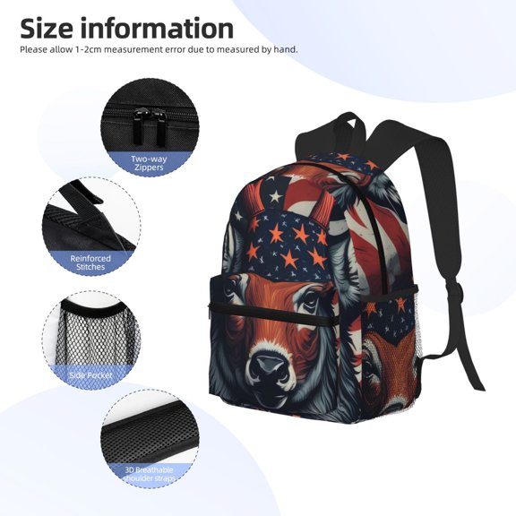 Gukieu Modern USA Deer Head Print Backpack, Waterproof Backpack with Adjustable Shoulder Straps, Suitable for Campus, Business, Travel, Unisex