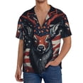 thumbnail image 1 of Gukieu Modern USA Deer Head Print Men's Short-sleeved Shirts, Button-down Pocket Shirts, T-shirts, Beach Vacation Travel Summer Clothing-Small, 1 of 5