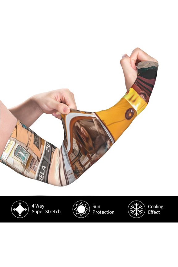 Modern Urban Monkey for Adult Ice Silk Sun Protection Arm Sleeves, Moisture Wicking, UV Protection Outdoor Sports Arm Sleeves, Unisex