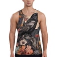 thumbnail image 1 of Gukieu Moonlit Crow Blossoms Print Men's Quick Dry Fitness Vest, Round Neck Sleeveless Fitness Bodybuilding Top-Small, 1 of 7