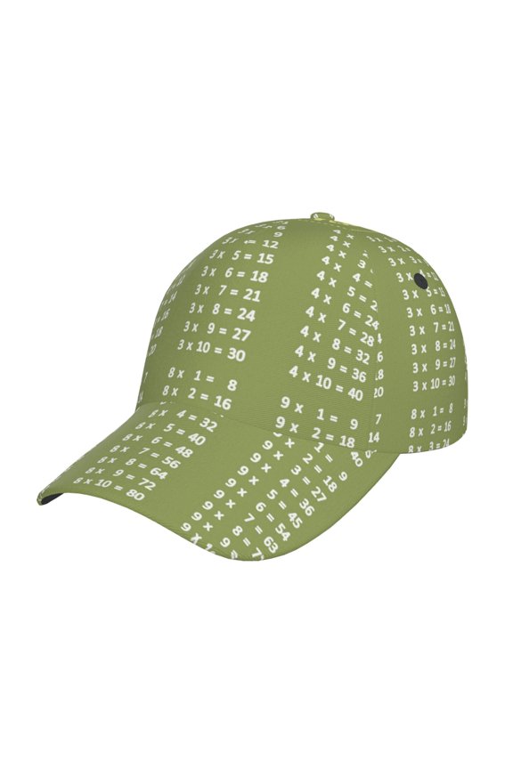 Multiplication Table1 Prin Baseball Cap, Adjustable Sweat-wicking Daily,Travel, Sports Cap, Unisex