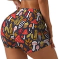 thumbnail image 1 of Gukieu Mushrooms And Leaves Print Women's Sports Shorts, Elastic Waist High Stretch Running Yoga Gym Sweatpants-Medium, 1 of 8