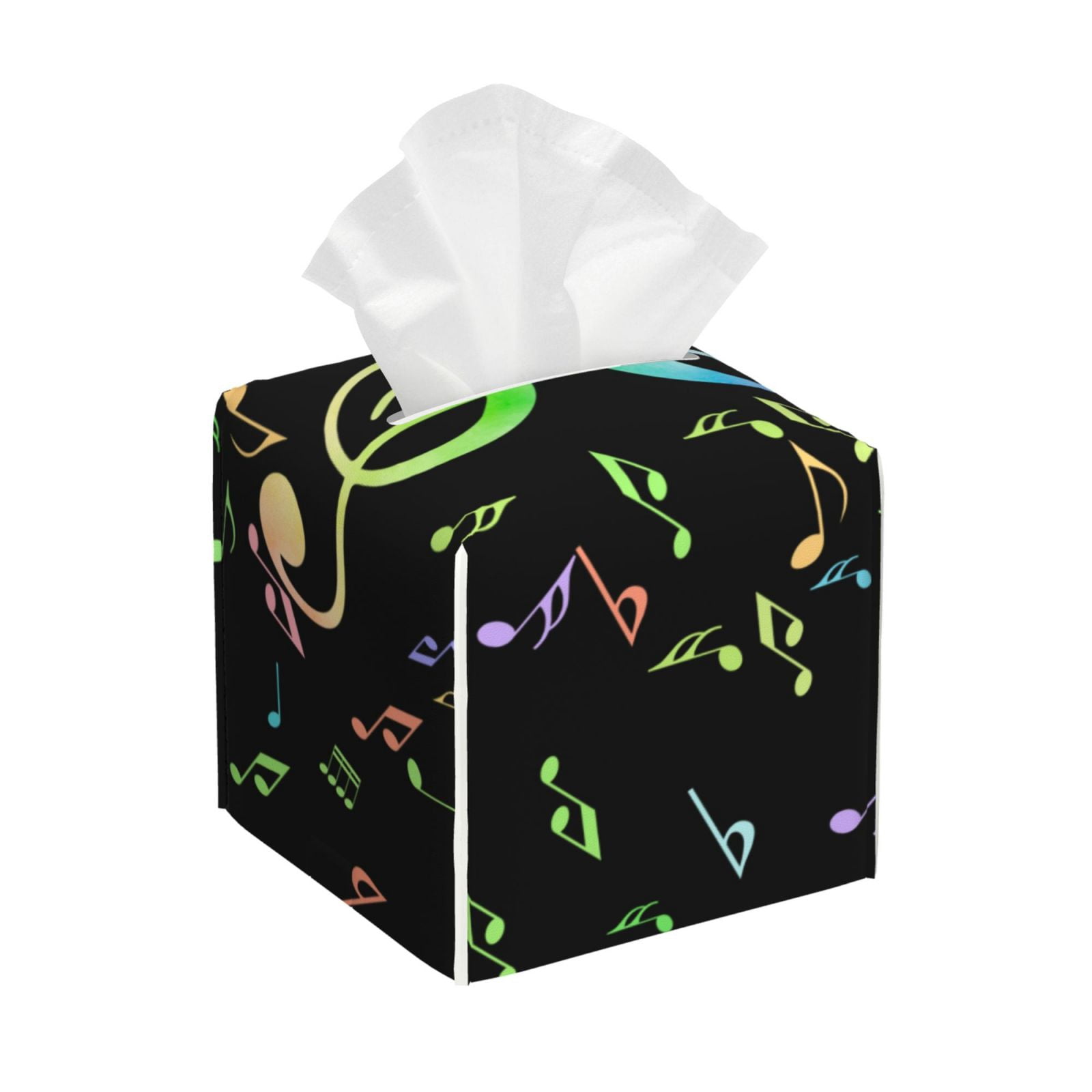 Music Notes Box Design Gukieu Music Notes Print Leather Tissue Box, PVC Waterproof Velcro ...