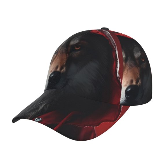 Gukieu Mysterious Hooded Wolf Prin Baseball Cap, Adjustable Sweat-wicking Daily,Travel, Sports Cap, Unisex