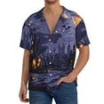 thumbnail image 1 of Gukieu Mystery House Halloween Night Print Men's Short-sleeved Shirts, Button-down Pocket Shirts, T-shirts, Beach Vacation Travel Summer Clothing-3X-Large, 1 of 5