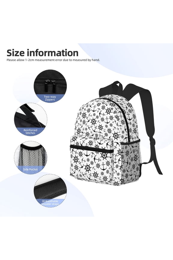 Nautical Themed Simple Anchors Print Backpack, Waterproof Backpack with Adjustable Shoulder Straps, Suitable for Campus, Business, Travel, Unisex