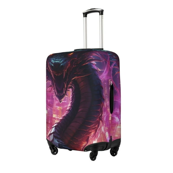 Gukieu Neon Futuristic Dragon Print Suitcase Protective Cover, Elastic Zipper Buckle Suitcase Protective Cover, Suitable for Travel, Business Trip-X-Large