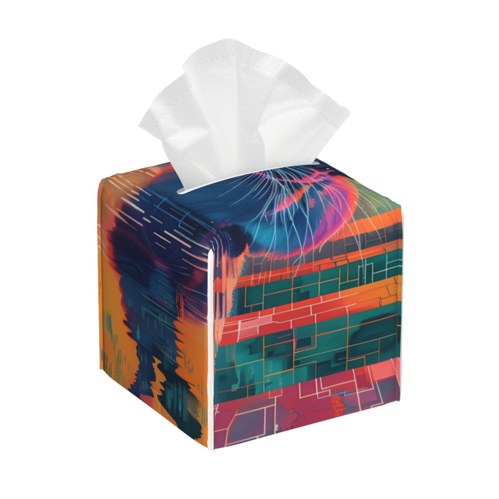 Gukieu Neon Rabbit In Archway Print Leather Tissue Box, PVC Waterproof ...