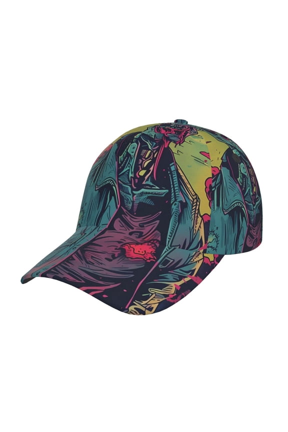 Neon Zombie Skull Prin Baseball Cap, Adjustable Sweat-wicking Daily,Travel, Sports Cap, Unisex