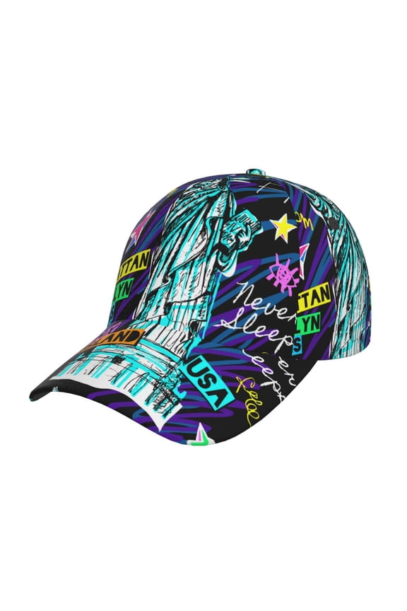 New York City Prin Baseball Cap, Adjustable Sweat-wicking Daily,Travel, Sports Cap, Unisex