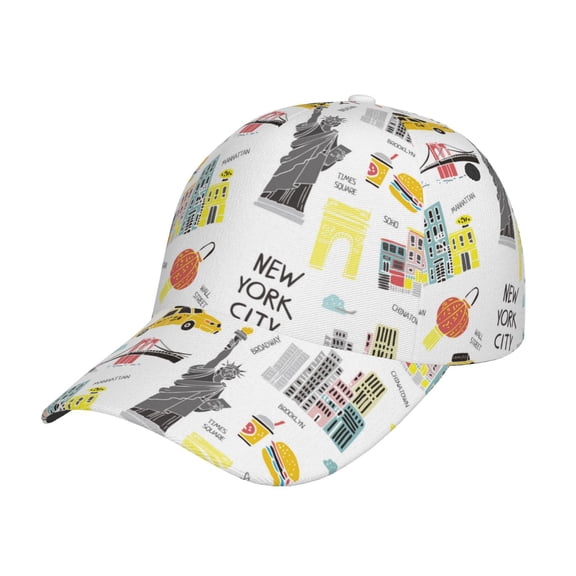 Gukieu New York Prin Baseball Cap, Adjustable Sweat-wicking Daily,Travel, Sports Cap, Unisex