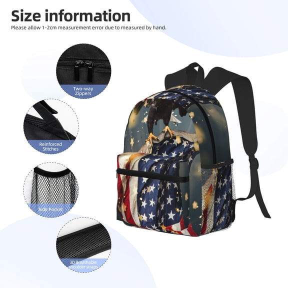 Gukieu North American Bald Eagle1 Print Backpack, Waterproof Backpack with Adjustable Shoulder Straps, Suitable for Campus, Business, Travel, Unisex