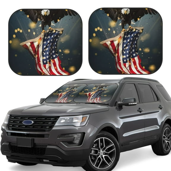 Gukieu North American Bald Eagle1 Print Car Windshield Sun Visor, Foldable Anti-UV Car Sun Visor Suitable for Vans, Trucks Car Accessories-Small