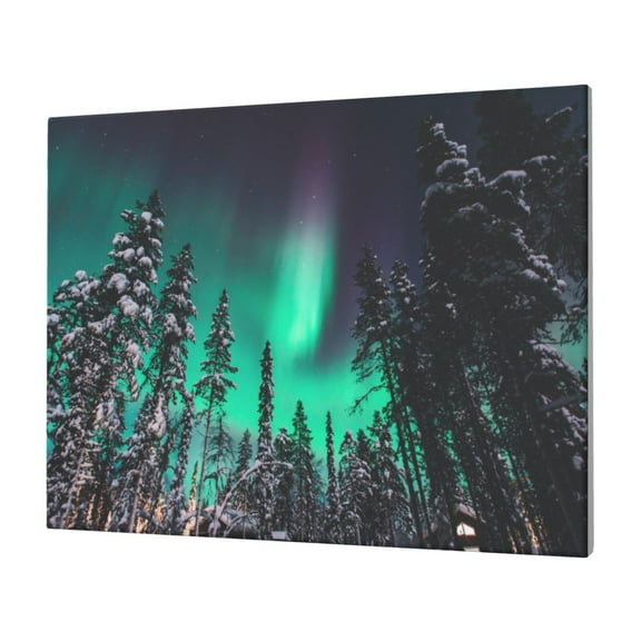 Gukieu Northern Lights 2 Print Horizontal Canvas Decorative Painting 12x16 Inch Shrinkage Resistant Frame Hanging Home Wall Art Decor
