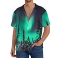 thumbnail image 1 of Gukieu Northern Lights 2 Print Men's Short-sleeved Shirts, Button-down Pocket Shirts, T-shirts, Beach Vacation Travel Summer Clothing-X-Large, 1 of 5