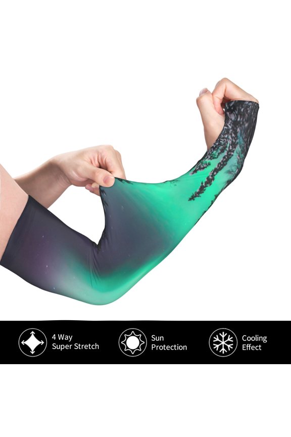 Northern Lights 2 for Adult Ice Silk Sun Protection Arm Sleeves, Moisture Wicking, UV Protection Outdoor Sports Arm Sleeves, Unisex