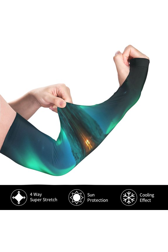Northern Lights for Adult Ice Silk Sun Protection Arm Sleeves, Moisture Wicking, UV Protection Outdoor Sports Arm Sleeves, Unisex