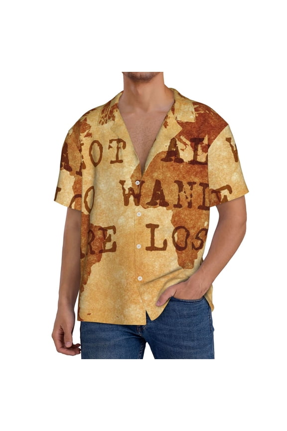 Not All Those Who Wander Are Lost2 Print Men's Short-sleeved Shirts, Button-down Pocket Shirts, T-shirts, Beach Vacation Travel Summer Clothing-Small